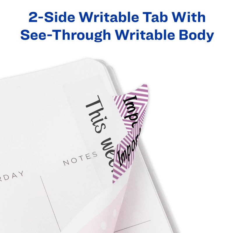 Avery Margin Ultra Tabs, 2.5" x 1", Assorted Color Geometric Designs, 24 Repositionable Page Tabs (74897) - Image 5